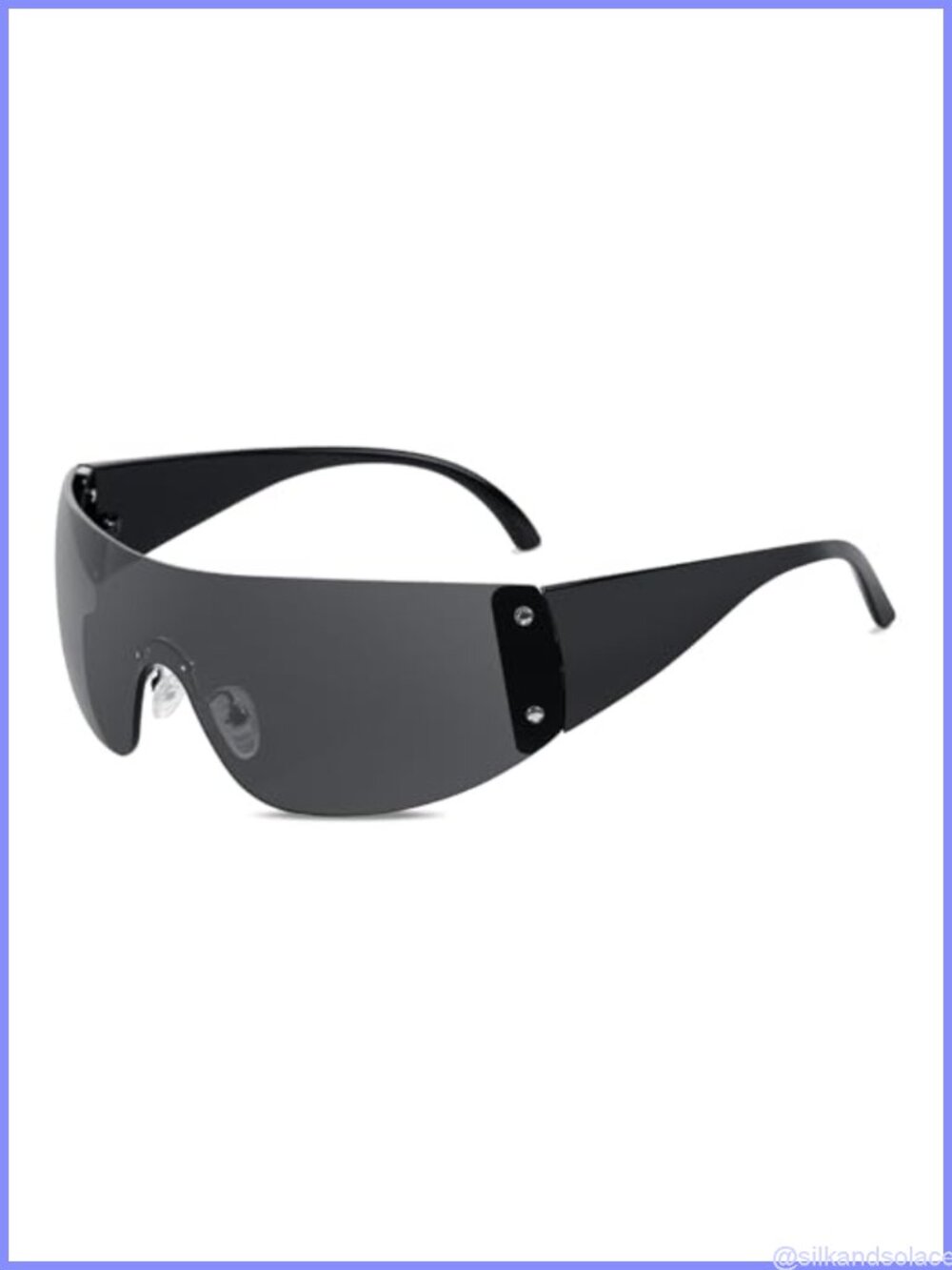Lystaii Oversized Wrap Around Futuristic Sunglasses PC Frame, Rimless Retro Y2K